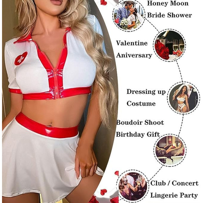 Нижня білизна VicSec Sexy Ladies Nurse Cosplay Party Глибокий V-подібний виріз Костюм медсестри Косплей Рольова гра Уніформа медсестри Костюм Уніформа медсестри 3 Style Style B-white