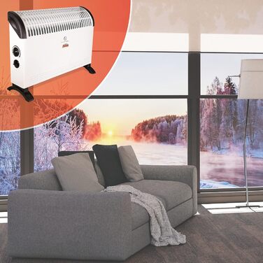 Електричний обігрівач MAUK, підключається до мережі Захист від замерзання з термостатом, 3-ступінчастий конвектор Обігрівач з ручкою для перенесення, кемпінговий обігрівач, 750/1250/2000 Вт, білий, електричний, для теплиць