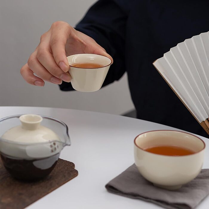 Набір для чаю в дорогу керамічний сервіз з рушником для подорожей Керамічний чайний сервіз Набір для пікніка, походів та кемпінгу Подарунок