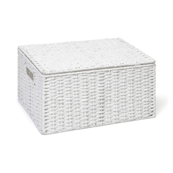 Кошик для зберігання Arpan з кришкою, виготовлений з паперу та мотузки, білий, розмір XL