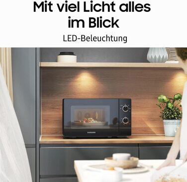 Мікрохвильова піч Samsung Solo, 700 Вт, епоксидна варильна камера об'ємом 20 л, 5 рівнів потужності, розморожування, чорний, MS20A3010AL/EG