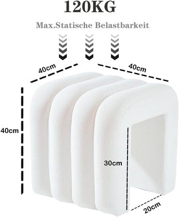 Табурет Zedelmaier з дерев&39яними ніжками білий табурет, пуф, кубоподібне сидіння та пуф для вітальні, спальні, передпокою (білий)