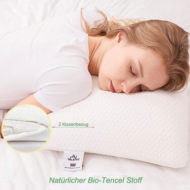 Подушка Talalay виготовлена зі 100 натурального латексу, знімає тиск, біль у шиї та плечах, без хімічних речовин з піни з ефектом пам&39яті, ідеальна упаковка (Med, King (834015) см) Medium King (834015) см