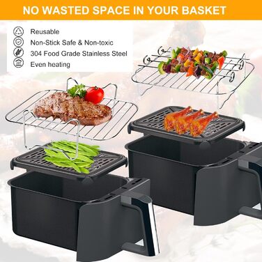 Аксесуари для фритюрниці ARNTY Dual Zone із силіконовою формою підходять для аксесуарів Ninja Foodi AF300EU, AF400EU, Innsky, Princess Dual Аксесуари для фритюрниці 7.6 л-9.5 л