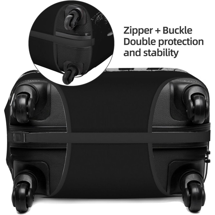 Чохол для валізи Клавiєр, міцний захист для багажу розміром 45.7-81.3 см, малий, чорний