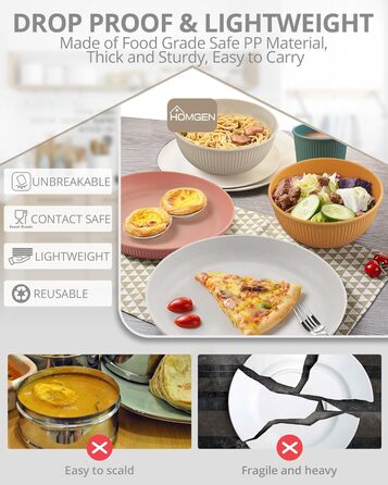 Набір посуду для кемпінгу HOMGEN на 12 осіб пластикові тарілки, миски, чашки та столові прибори для пікніків, відпочинку на природі та грилю (стиль A)