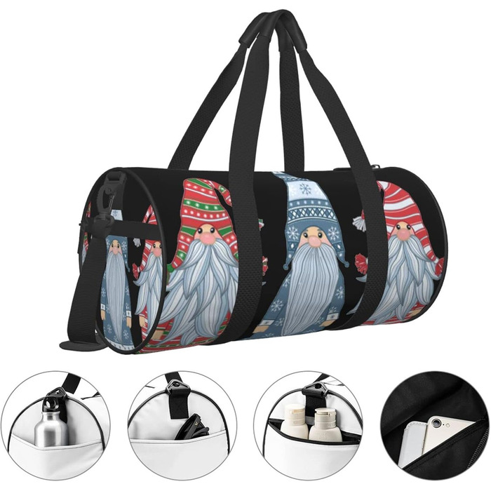 Дорожня сумка-мішок, новорічний дизайн (Дід Мороз, Гном), спортивна сумка для чоловіків та жінок