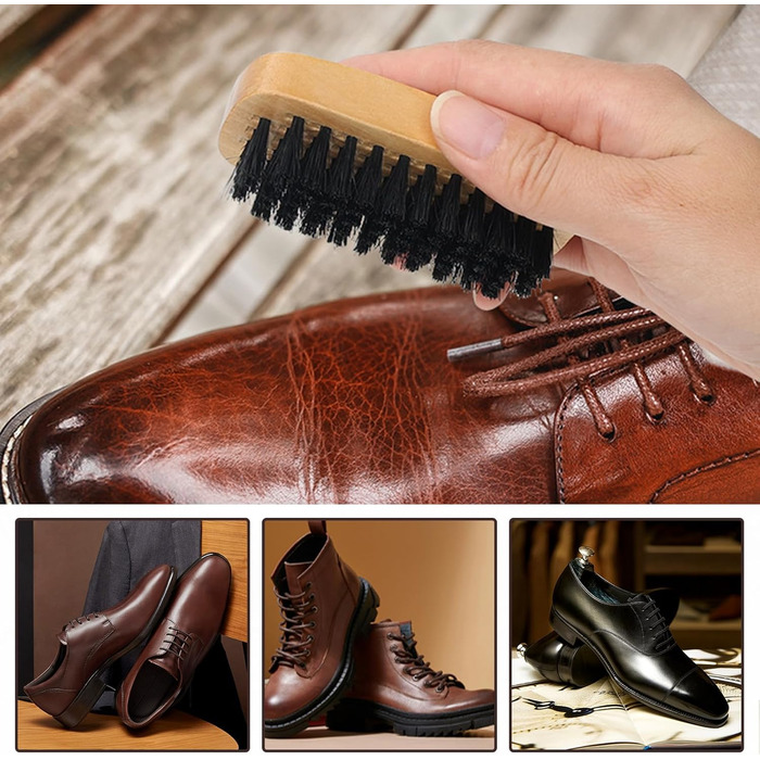 Набір для чищення взуття Vegena, набір для догляду за взуттям із 12 предметів для подорожей - із щітками для взуття, кремом для взуття, серветкою для полірування, ріжком для взуття, губкою, набором для догляду за взуттям та кремом для шкіряного взуття