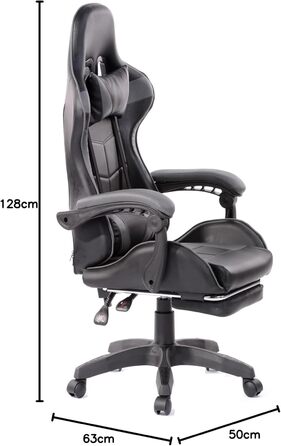 Ігрове крісло VDD Cyclone з підставкою для ніг - Офісне крісло - Гоночне ігрове крісло - Сірий/чорний