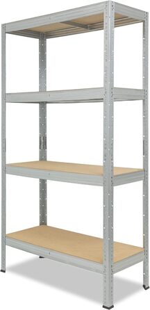 Професійний надміцний стелаж, оцинкований/металевий стелаж з 4 полицями, вантажопідйомність 200 кг кожна/металевий стелаж для підвалу, гаражний стелаж, стелаж для майстерні або стелаж для зберігання/металевий стелаж без болтів В 200см / Ш 120см / Г 40см, 