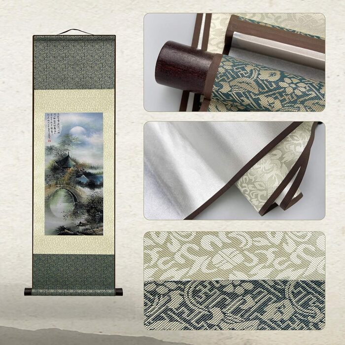 Шовковий живопис Азіатський настінний декор Водоспад Річка Пейзажний живопис - вода Сільський красивий китайський художній настінн