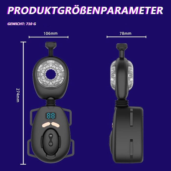 Мастурбатор ZYLEDW для чоловіків, з кріпленням на пояс, 9 режимів вібрації та 9 режимів руху вперед-назад, USB-C