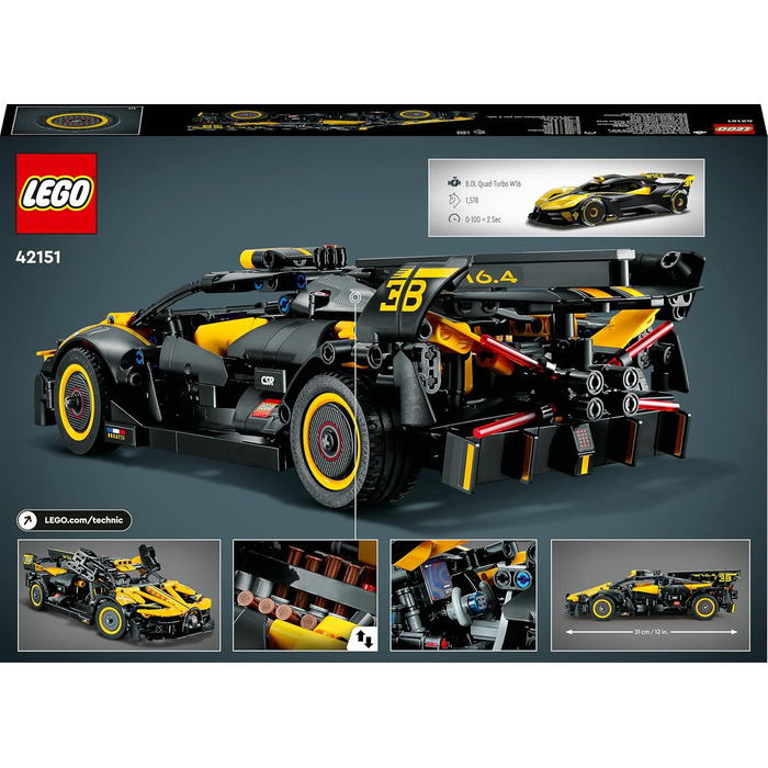 Конструктор LEGO Technic 42151, модель Bugatti Bolide, 905 деталей