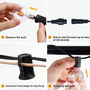 Казкові ліхтарі на відкритому повітрі - 10M світлодіодні казкові ліхтарі на відкритому повітрі з 253 лампочками G40 на відкритому