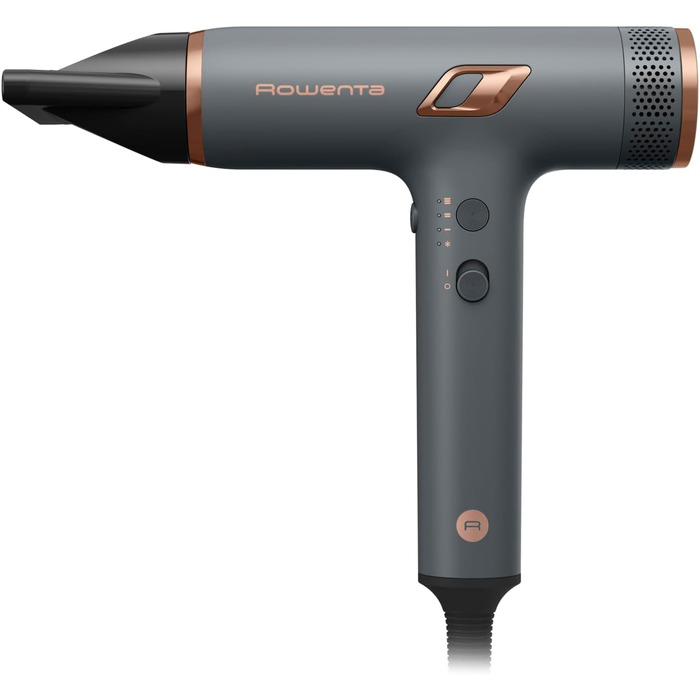 Фен для волосся Rowenta Maestria Nano, швидкий, іонічний та легкий, HY8120 Сірий/Рожеве золото