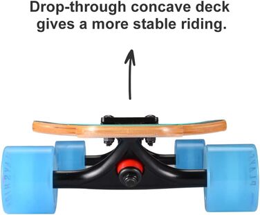 Лонгборд 39 дюймів, з кульковими підшипниками ABEC-9, Drop-Through Freeride Skateboards Cruiser I кокосове дерево