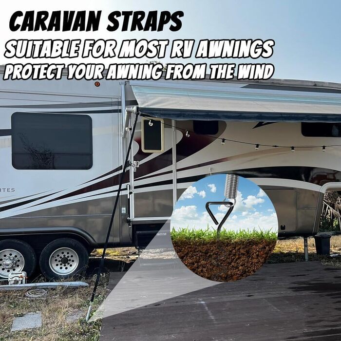 Штормові ремені для тентів для автофургонів, захист від шторму для тентів, штормові ремені для тентів, штормові ремені для тентів, бічний комплект кріплення каравану підходить для більшості автофургонів та караванів