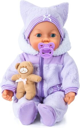 Функціональна лялька, інтерактивна лялька Piccolina Magic Eyes, рухає ротом, моргає та закриває очі, говорить, фіолетова, 46см, 94