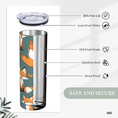 Кухоль з прямою трубочкою, 590 мл, жовта лисиця, принт, дорожній кухоль, підходить для кемпінгу, офісу та дому