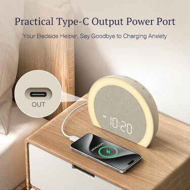 Надгучний будильник з бездротовою вібрацією, світлом та вібрацією для тих, хто глибоко спить, та підлітків, 9-кольоровий нічник, подвійний будильник, 8 звуків будильника, регулювання яскравості від 0 до 100, цифровий будильник для дітей