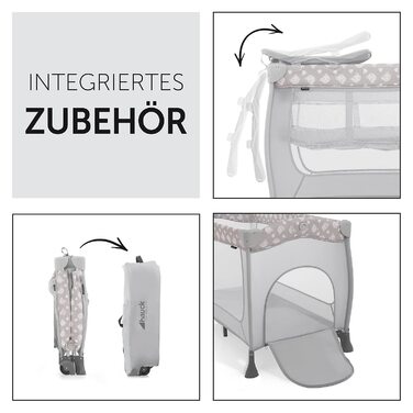 Дорожнє ліжечко Sleep N Play Center з люлькою для новонароджених, пеленальним матрасиком, люлькою-переноскою, колесами, ковзанками