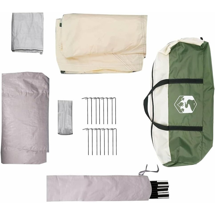 Сімейний намет vidaXL з дахом та вентиляцією, поліестер та сталь, просторий, зелений, 10 осіб