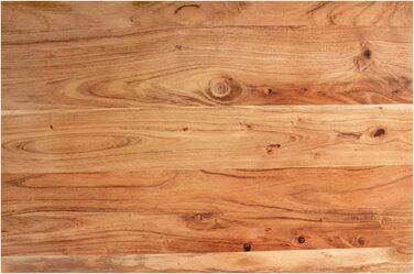 Журнальний столик SAM B-класу 115x65 см Philipp, диванний столик з полицею, масив акації натуральний колір лакований, журнальний столик зі справжнім живим краєм, U-подібна рама срібляста 115 x 65 см натуральний колір / сріблястий