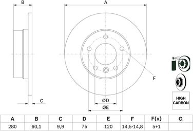 Гальмівні диски Bosch BD483 сертифікація ECE-R90 2 диски в комплекті