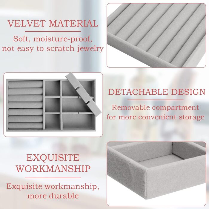 Лоток для ювелірних виробів UMILKI 6 шт. , оксамитовий лоток для ювелірних виробів для ящиків, органайзер для зберігання ювелірних