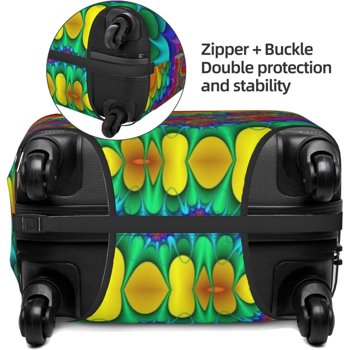 Чохол для валізи Райдужний тай-дай - червоний принт, еластичний захист від подряпин та пилу, чорний, розмір 85