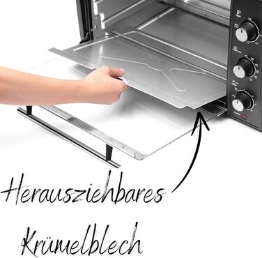 Міні-піч 45 літрів з конвекцією Електричний гриль 1800 Вт Конвекційна піч Піч для піци Внутрішнє освітлення З деком для випікання та решіткою для гриля Міні піч Мала духова шафа Міні піч