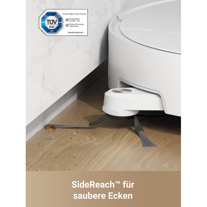 Робот-пилосос з функцією миття підлоги та підйомною шваброю, висувною та підйомною бічною щіткою, силою всмоктування 11 000 Па, са