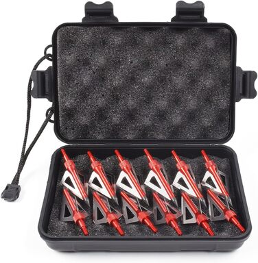 Наконечники стріл 100 гран (вкручувані) — для зовнішнього використання, червоні, 12 шт. + пластиковий кейс