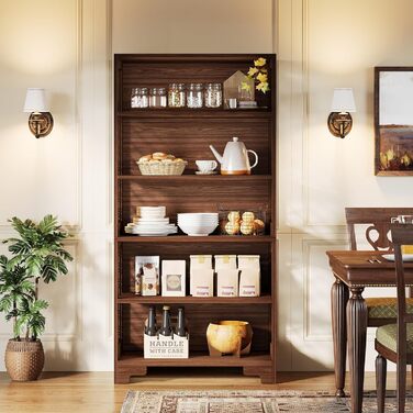 Книжкова полиця Tribesigns, вінтажна окремостояча полиця заввишки 180 см, 6-ярусна дерев&39яна книжкова полиця з відкритими полицями, для вітальні, домашнього офісу, промисловий дизайн, вінтажно-коричневий колір