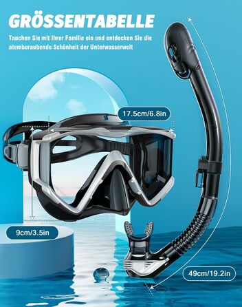 Набір для дорослого підводного плавання, маска для дайвінгу з трубкою, маска для підводного плавання з 3 вікнами, захист від запотівання, захист від протікання, професійний набір для дорослого підводного плавання, плавання та дайвінгу, сріблястий чорний