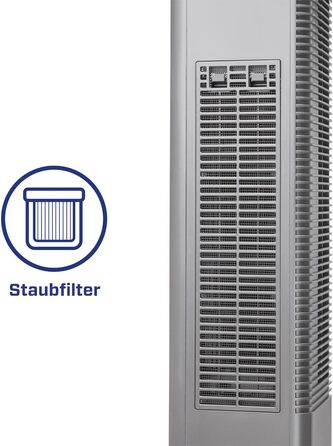 В-1 Дизайнерський вентилятор-обігрівач - Обігрів та охолодження - Обігрів 1000/2000 Вт - Цифровий термостат 15-35C - Коливання 80 - Підходить для приміщень площею до 40 м/100 м Сірий, 904G Smart - 2-