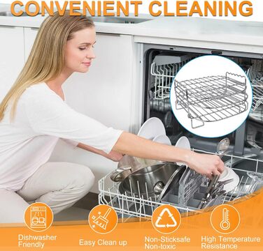 Аксесуари для фритюрниці, 3 рівні решітки для гриля для фритюрниці Багатофункціональна решітка з нержавіючої сталі Стійка для фритюрниці Аксесуари для Philips Airfryer XL 6.2L, COSORI 5.5L 4.7L, Cecotec 6L