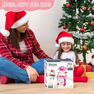 Мініатюрний кухонний набір deAO My Little Chef, рольова гра зі світлом і звуками, елементами води та 18 аксесуарами (рожевий)