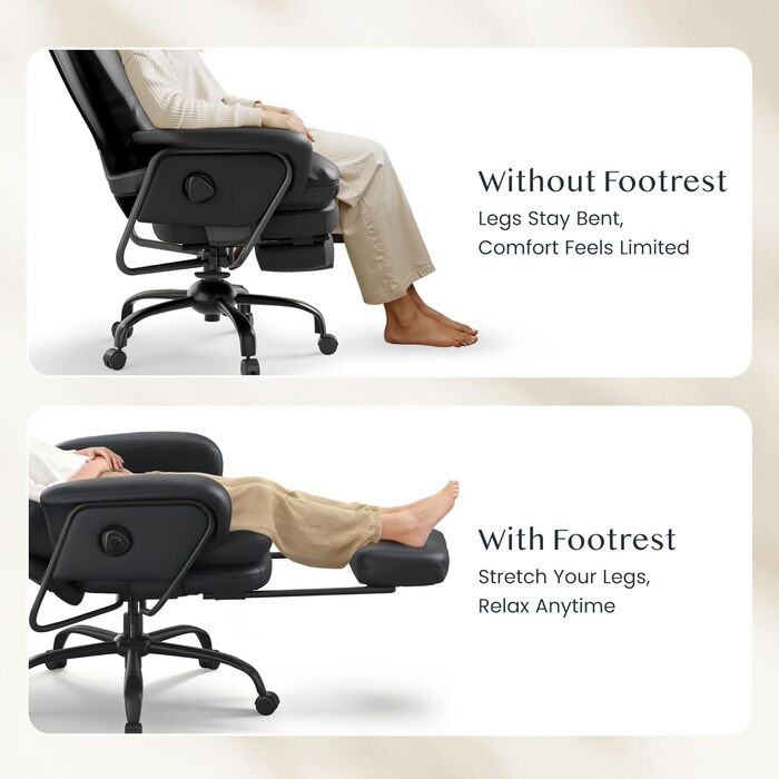 Ергономічне крісло FLEXISPOT 3-в-1 для відпочинку та офісу з функцією розкладання на 160, висувною підставкою для ніг, товстою комфортною подушкою з поліуретану. Ідеально підходить для роботи, відпочинку та дрімоти. CloudRest Gloss Black