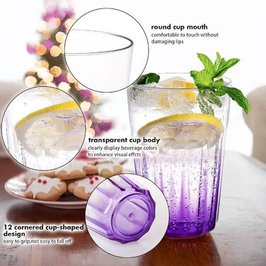 Пластикових стаканчиків по 350 мл - Стійкі стаканчики для дітей - Багаторазові пластикові стаканчики - Ідеально підходить для вечірок, активного відпочинку, кемпінгу - Фіолетові, 12