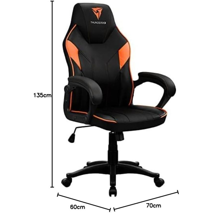 Ігрове крісло ThunderX3 EC1, штучна шкіра, чорний/помаранчевий, одномісний