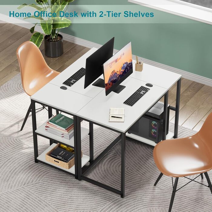 Комп&39ютерний стіл WOHOMO білий, 120 см, невеликий офісний стіл із місцем для зберігання, ПК-стіл для домашнього офісу, білий 60 x 120 см, білий