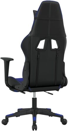 Геймерське крісло, офісне крісло, з підставкою для ніг, чорно-синє, штучна шкіра