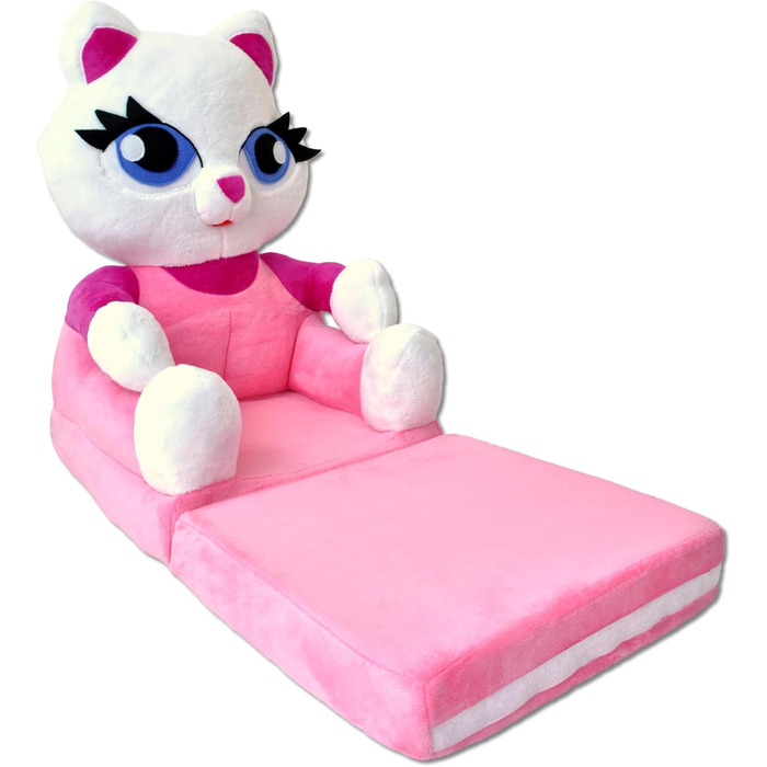 Дитяче крісло, міні-крісло, дитячий стільчик, дитячий диван розкладний 2 в 1, м&39яке крісло, розкладний дитячий диван для дитячої кімнати (Рожевий кіт)