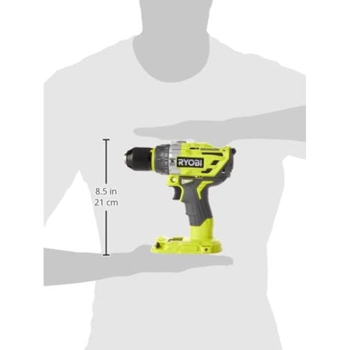 Акумуляторний ударний дриль-шуруповерт Ryobi (18 В, функція ударного свердління, без акумулятора, швидкозатискний патрон, світлоді