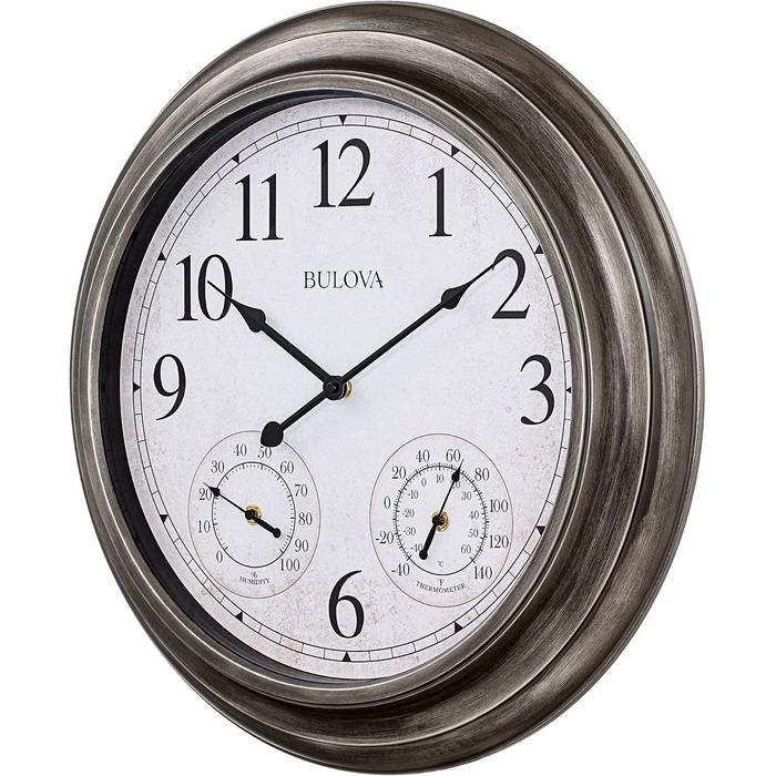 Настінний годинник Bulova C4125 Block Island, античне срібло
