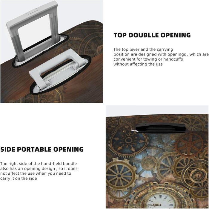 Чохол для валізи Ржавий Стімпанк захисний еластичний чохол від подряпин і пилу, чорний, розмір 80