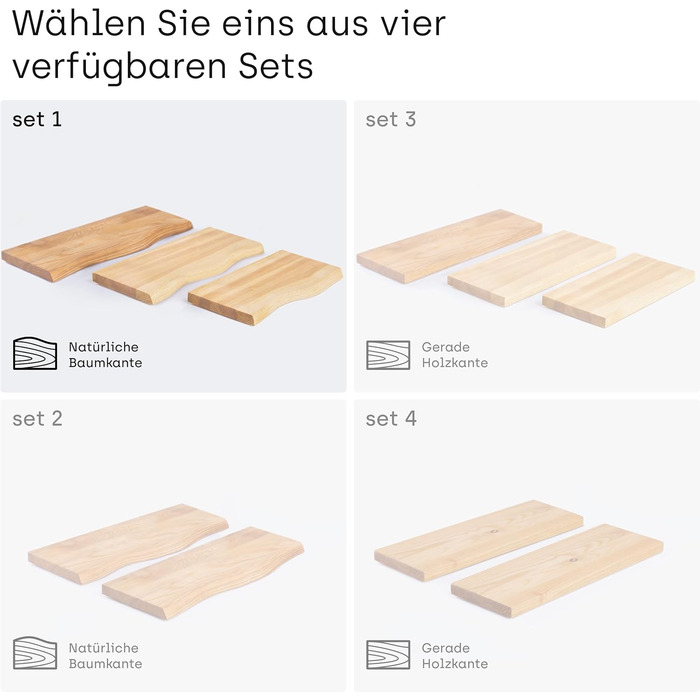 Комплект настінних дерев&39яних полиць LAMO Manufaktur з 3 предметів із прихованим кріпленням 40/35/30 см Настінна полиця виготовлена зі 100 справжнього дерева Підвісна полиця для вітальні, комплект настінних полиць 1, колір Live Edge, рустикальний, компл