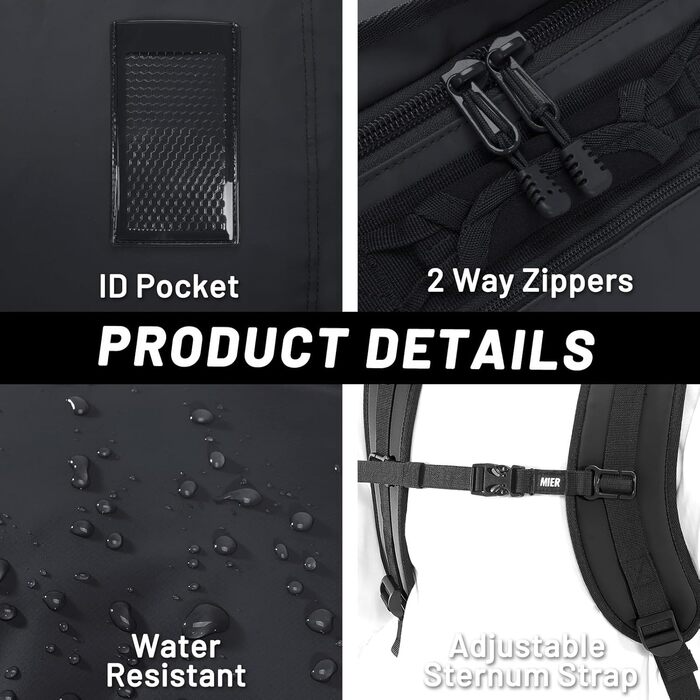 Велика водонепроникна спортивна сумка/рюкзак MIER з відділенням для взуття, що трансформується в рюкзак, 45 л/60 л/90 л, чорна, 90 л