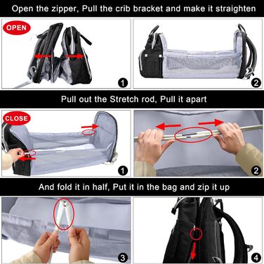 Пеленальна сумка-рюкзак, пеленальний рюкзак з функцією ліжечка великий, багатофункціональний пеленальний мішок з пеленальним килим